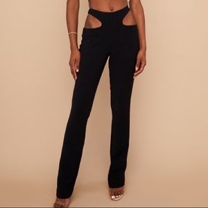 House of CB Osaka Crepe Cutout Black Pants Size L+